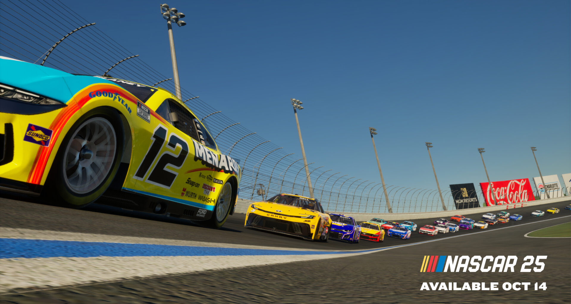 Closeup of the 12 car in NASCAR 25 at Charlotte Motor Speedway
