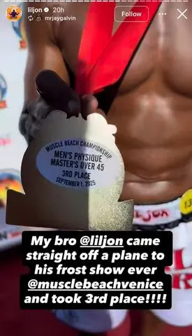mrjaygalvin/liljon/Instagram Lil Jon showing off his 3rd place medal