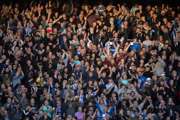 LIVERPOOL, ENGLAND - Saturday, October 30, 2021: Brighton & Hove Albion supporters during the FA Premier League match between Liverpool FC and Brighton & Hove Albion FC at Anfield. The game ended in a 2-2 draw. (Pic by David Rawcliffe/Propaganda)