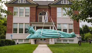 ‘Reclining Liberty’ is now a permanent fixture in front of Museum of Contemporary Art