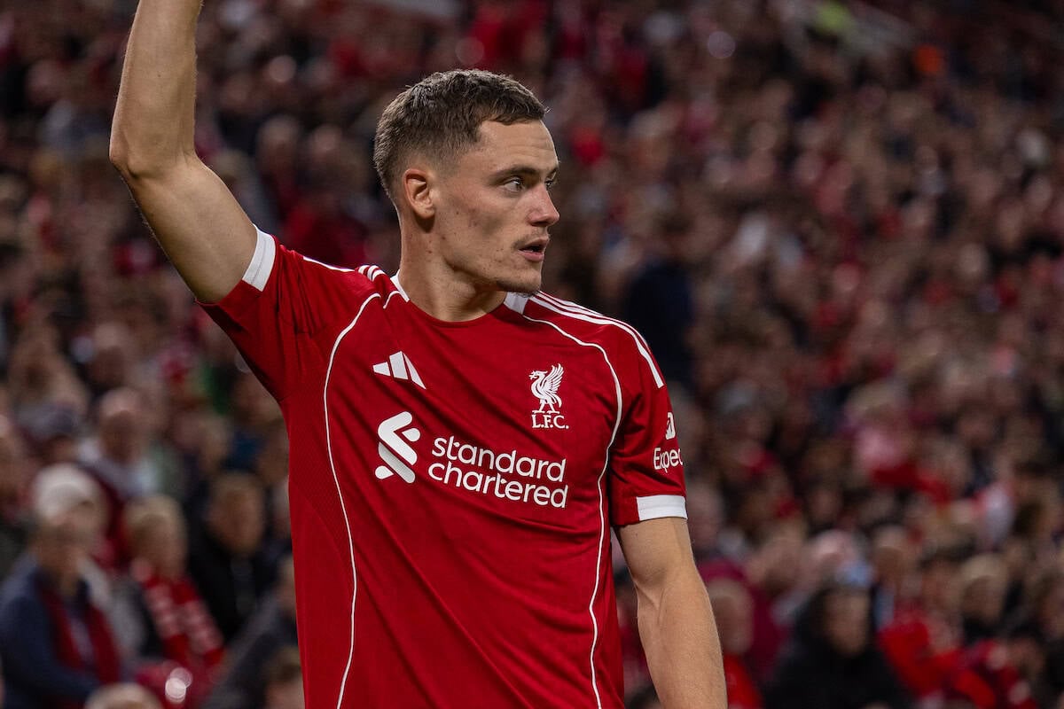 LIVERPOOL, ENGLAND - Monday, August 4, 2025: Liverpool's Florian Wirtz during a pre-season friendly match between Liverpool FC and Athletic Bilbao at Anfield. Liverpool won 3-2. (Photo by David Rawcliffe/Propaganda)