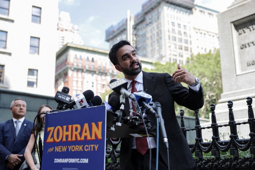 New York City mayoral candidate Zohran Mamdani speaks during a press conference on Wednesday in New York City.