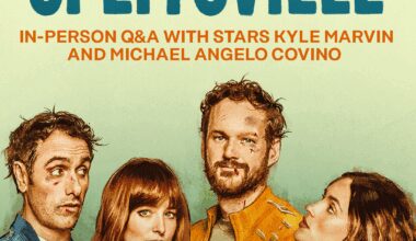 From left: “Splitsvillle” stars Michael Angelo Covino, Dakota Johnson, Kyle Marvin and Adria Arjona.