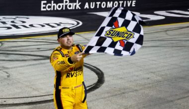 Layne Riggs rallies to win NASCAR Truck race at Bristol, advances in Playoffs