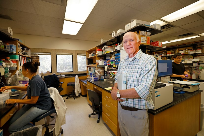 UT Southwestern professor of biochemistry Steven McKnight poses for a photo at his...