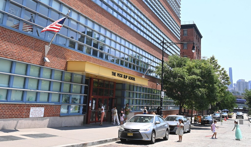 Peck Slip School in lower Manhattan. right the Peck Slip School, P.S. 343, on Peck Slip at the South Street Seaport downtown