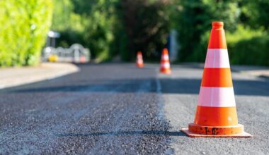 traffic cone in a road