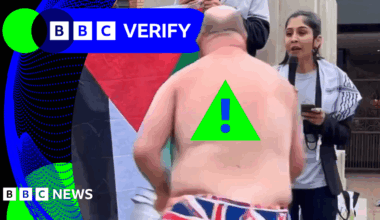 BBC Verify Live: Video of UK MP 'doused with water' at rally is AI fake