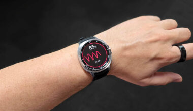 Samsung Galaxy Watch 8 Classic on wrist showing blood pressure being measured