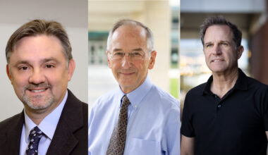 a collage of three headshots of three men
