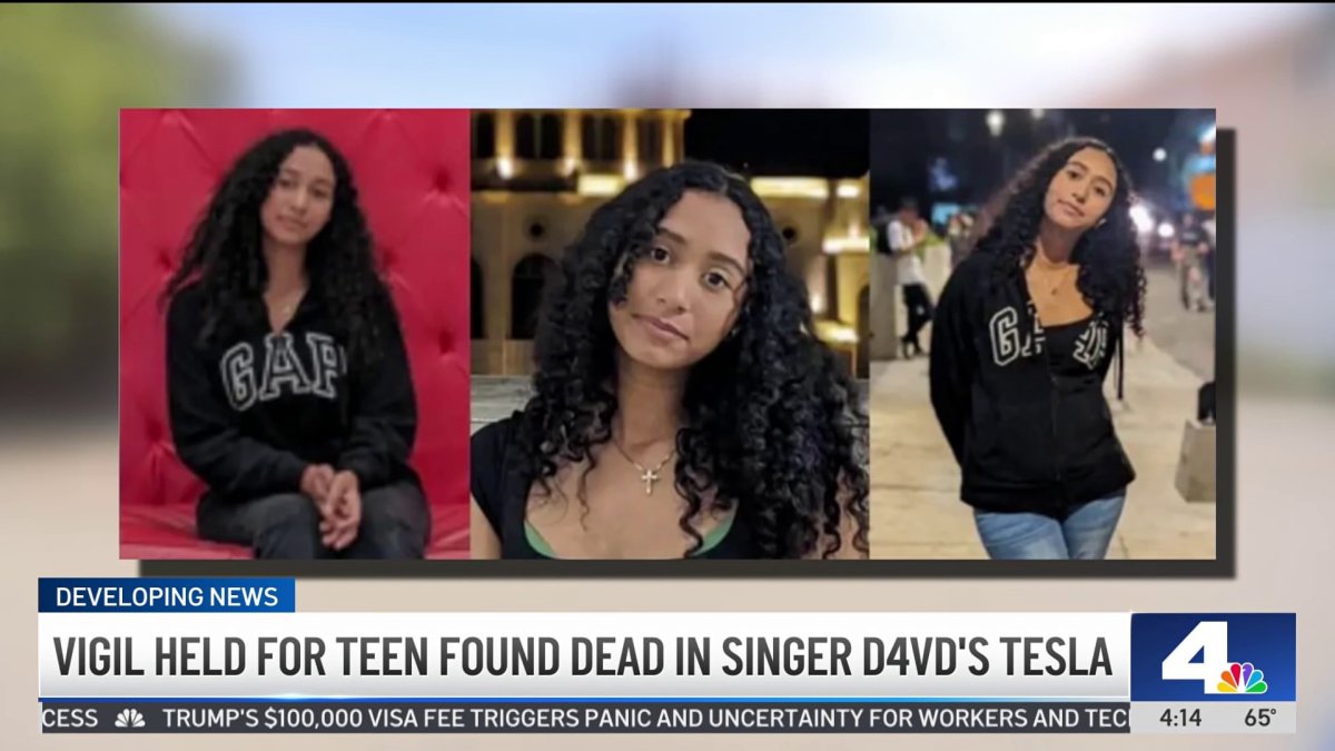 Vigil held for teen found dead in singer D4vd’s Tesla – NBC Los Angeles