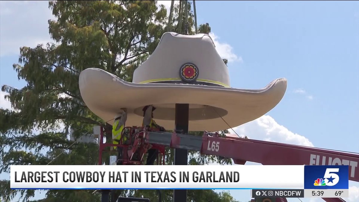 Massive cowboy hat unveiled in Garland – NBC 5 Dallas-Fort Worth