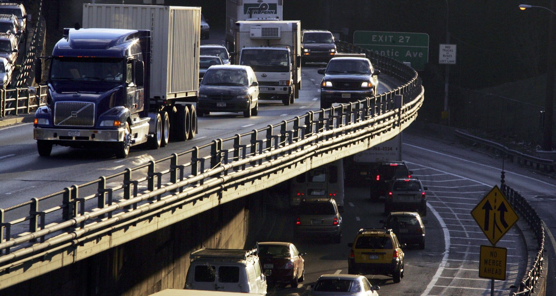A study in 2019 fingered a culprit: huge tractor-trailers and heavy trucks. About 13,000 freight vehicles rumble into New York City on the BQE every day