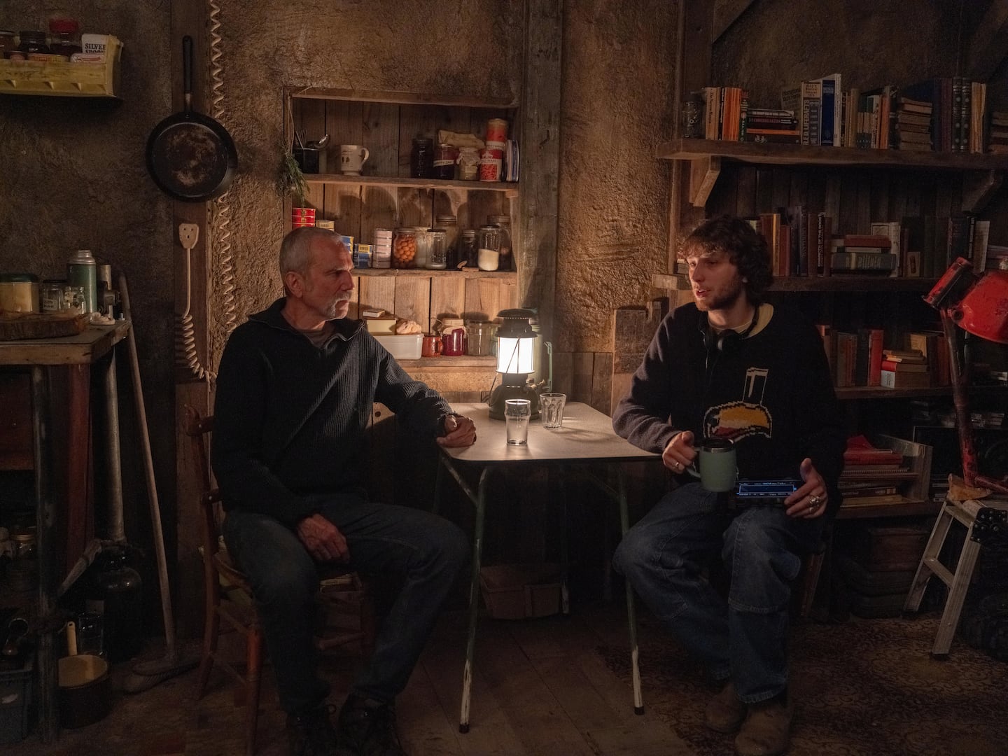 (L to R) Actor Daniel Day-Lewis and director Ronan Day-Lewis on the set of "Anemone."