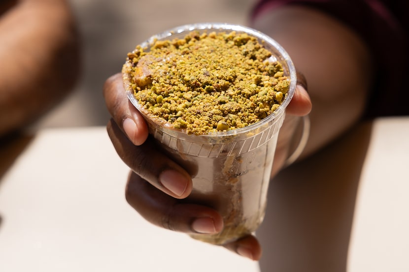 The Dubai Chocolate Cheesecake during the State Fair of Texas opening day at Fair Park in...