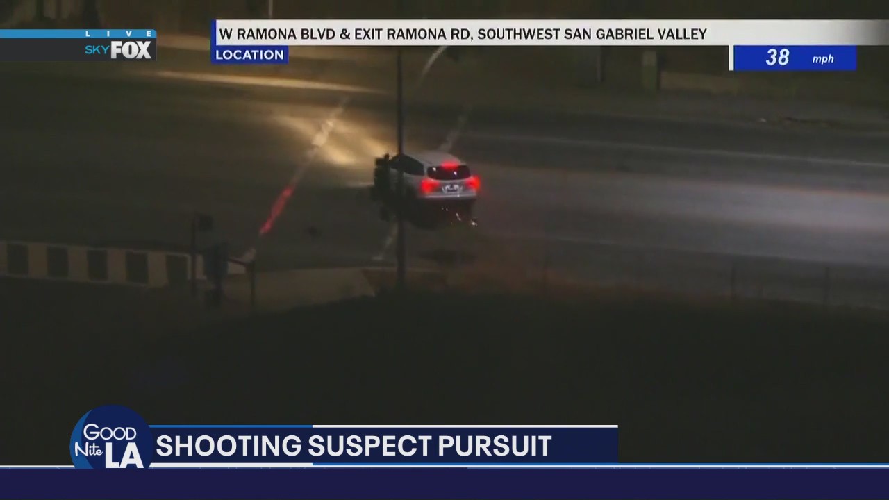 Police chase ends in car going off road, crashing