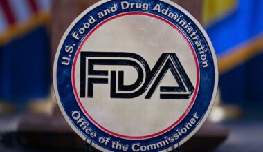 The Food and Drug Administration seal is seen at the Hubert Humphrey Building Auditorium in Washington.