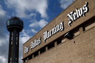 The former Dallas Morning News building along Young Street in Downtown Dallas in 2017. 