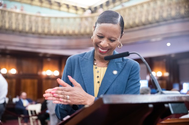 City Council Speaker Adrienne Adams is pictured during a hearing at City Hall on Thursday, Sept. 25, 2025. (Emil Cohen/NYC Council Media Unit)