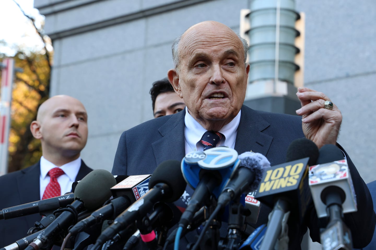 Rudy Giuliani shown outside federal court in New York on Nov. 7, 2024.