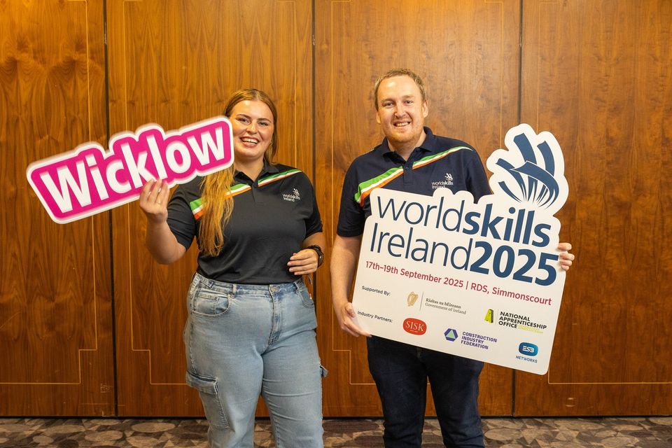 Wicklow's Petra O'Flaherty and Paul Quinn prepare for competition at WorldSkills Ireland.