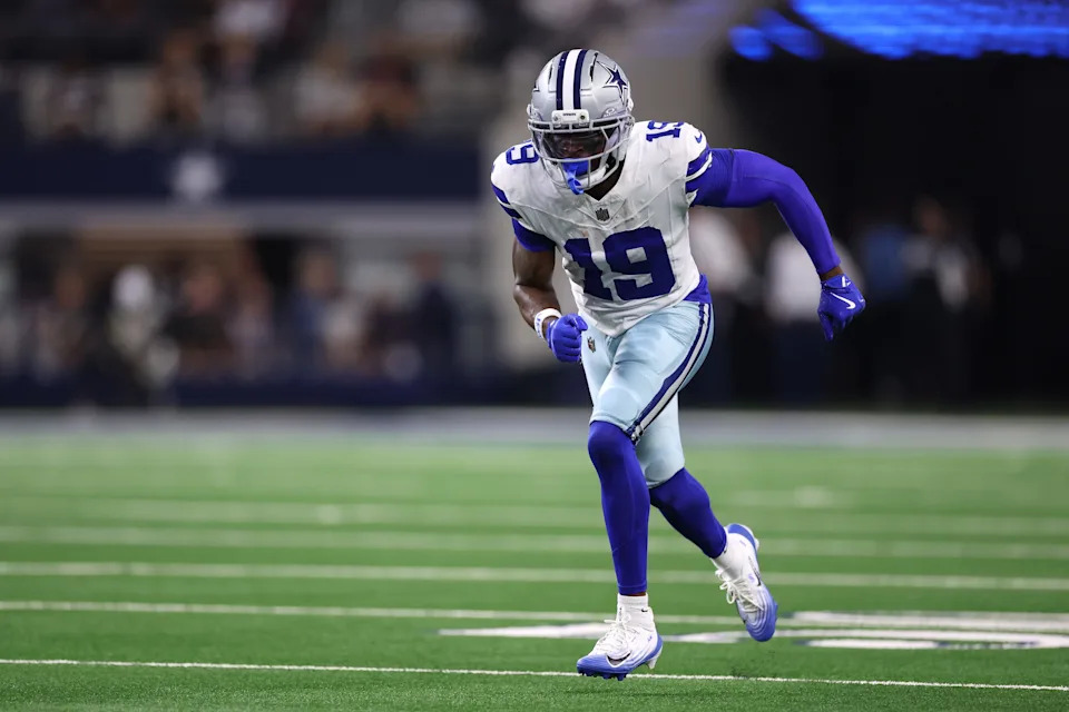 ARLINGTON, TEXAS - AUGUST 22: Ryan Flournoy #19 of the Dallas Cowboys runs during the first half of the NFL Preseason 2025 game against the Atlanta Falcons at AT&T Stadium on August 22, 2025 in Arlington, Texas. (Photo by Sam Hodde/Getty Images)