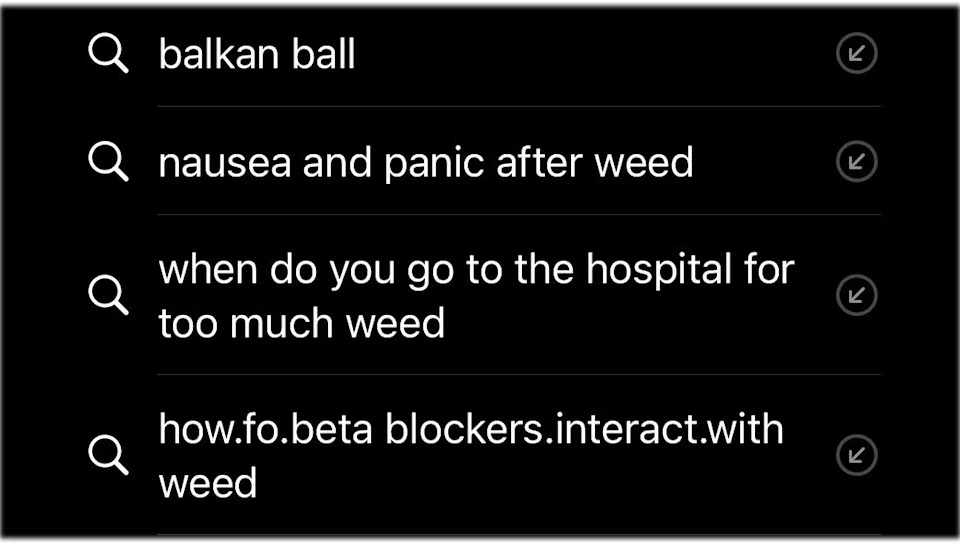 Search queries related to weed effects and interactions with medications