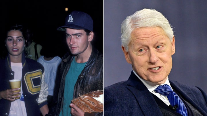 Charlie Sheen, his then-girlfriend Dolly Fox and Bill Clinton.