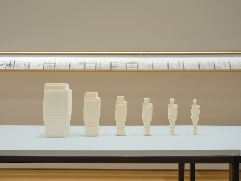 The Nasher Sculpture Center's lower-level gallery features several dozen scale models of...