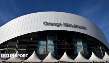 A view from the outside of Marseille's stadium Orange Velodrome