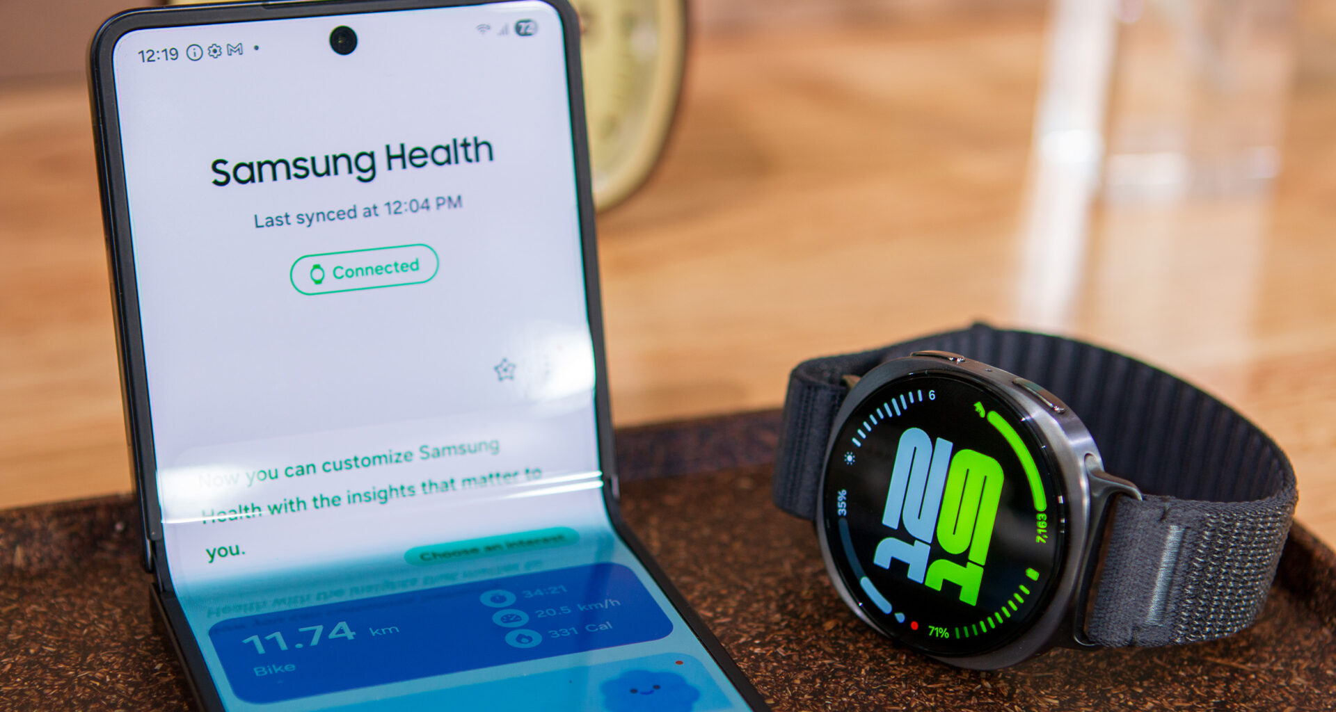 Samsung Galaxy Watch 8 next to Flip 7 hands-on