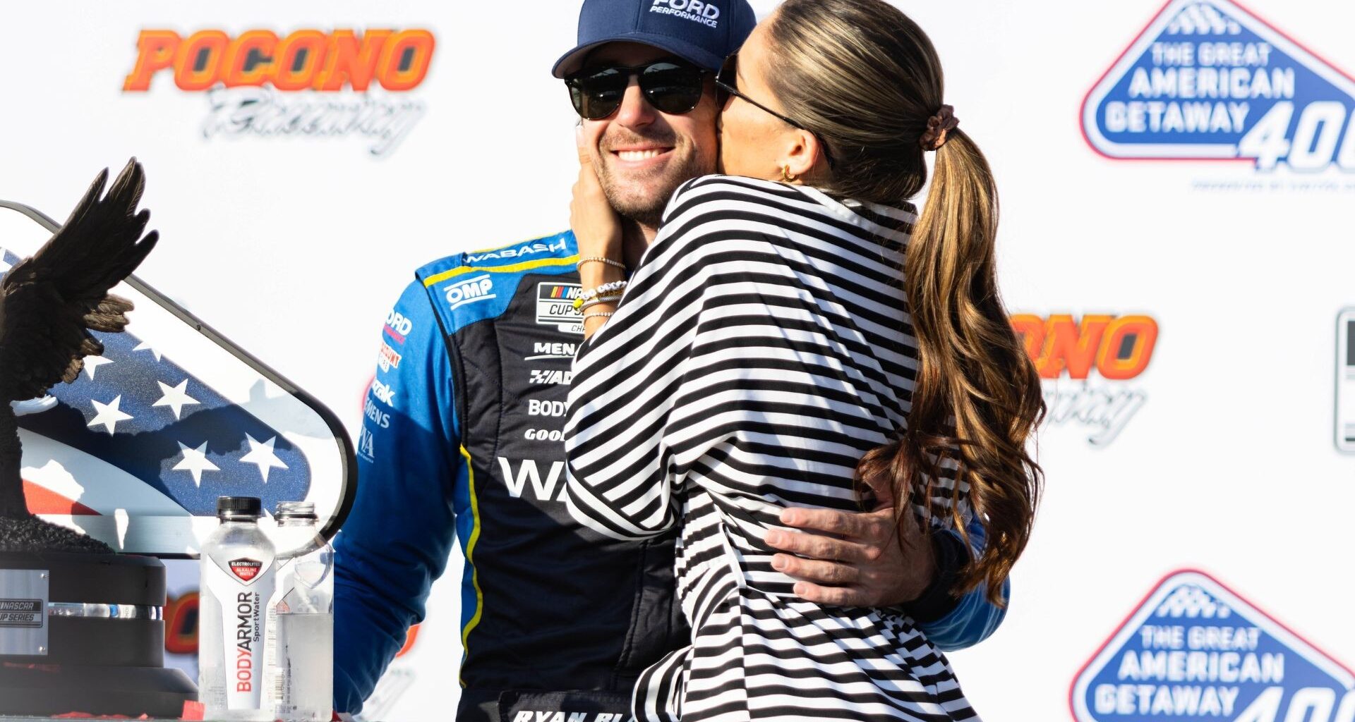 NASCAR Cup Series driver Ryan Blaney (12) watches the pole numbers during cup qualifying at Martinsville Speedway.