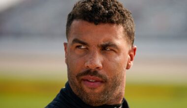 NASCAR Cup Series driver Bubba Wallace exits his car during qualification for the Cracker Barrel 400 at Nashville Superspeedway in Lebanon, Tenn., Saturday, May 31, 2025.