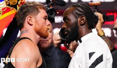 Canelo Alvarez faces of with Terence Crawford