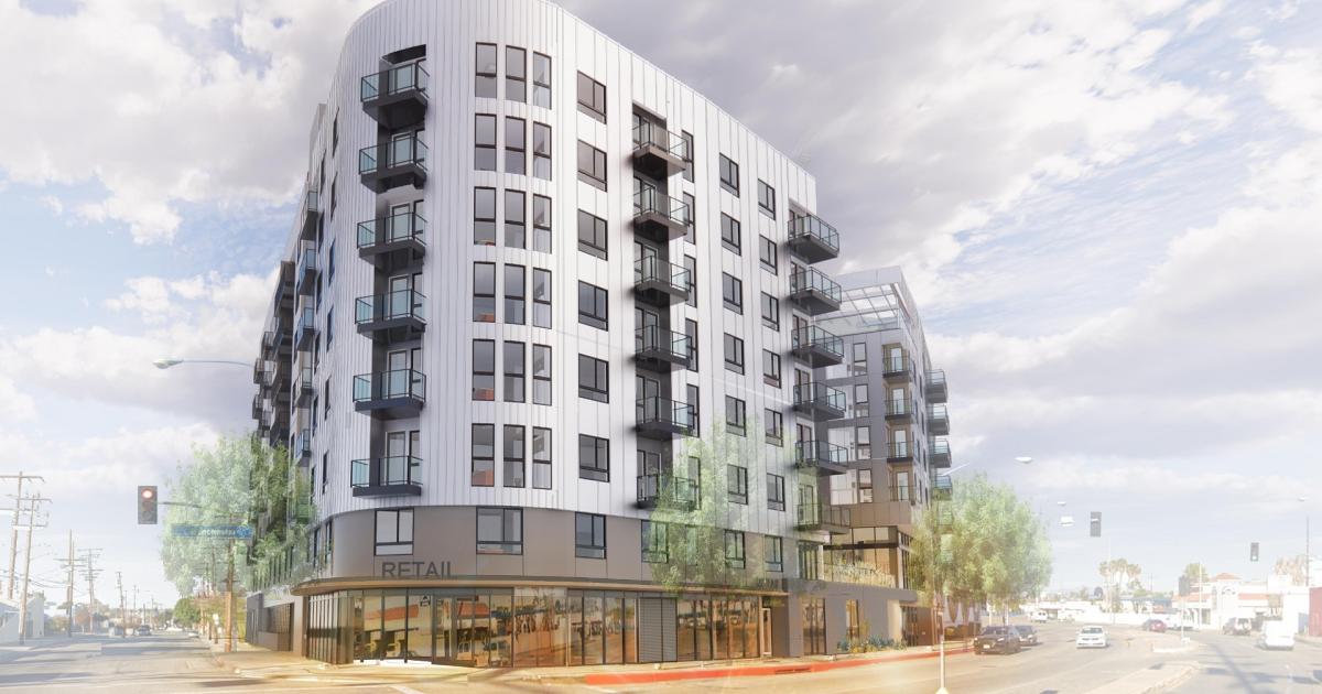 Mixed-use development fully-framed at 939 W. Manchester Blvd. in Inglewood