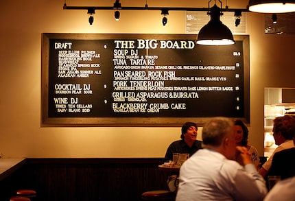 The Porch's "big board" listed rotating Southern specials like blackberry crumb cake.