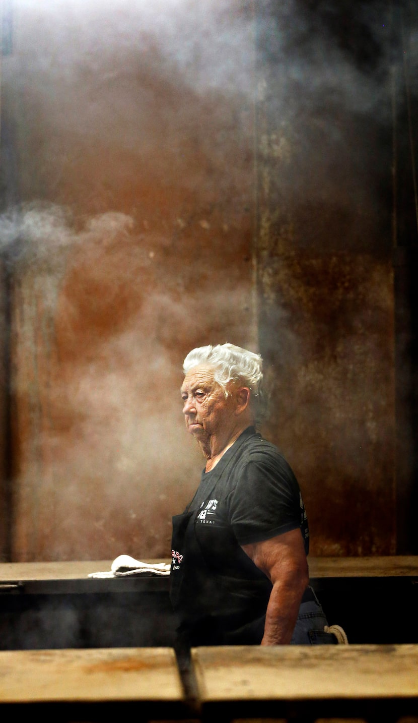 Tootsie Tomanetz, the pitmaster at Snow's in Lexington, is a barbecue legend.