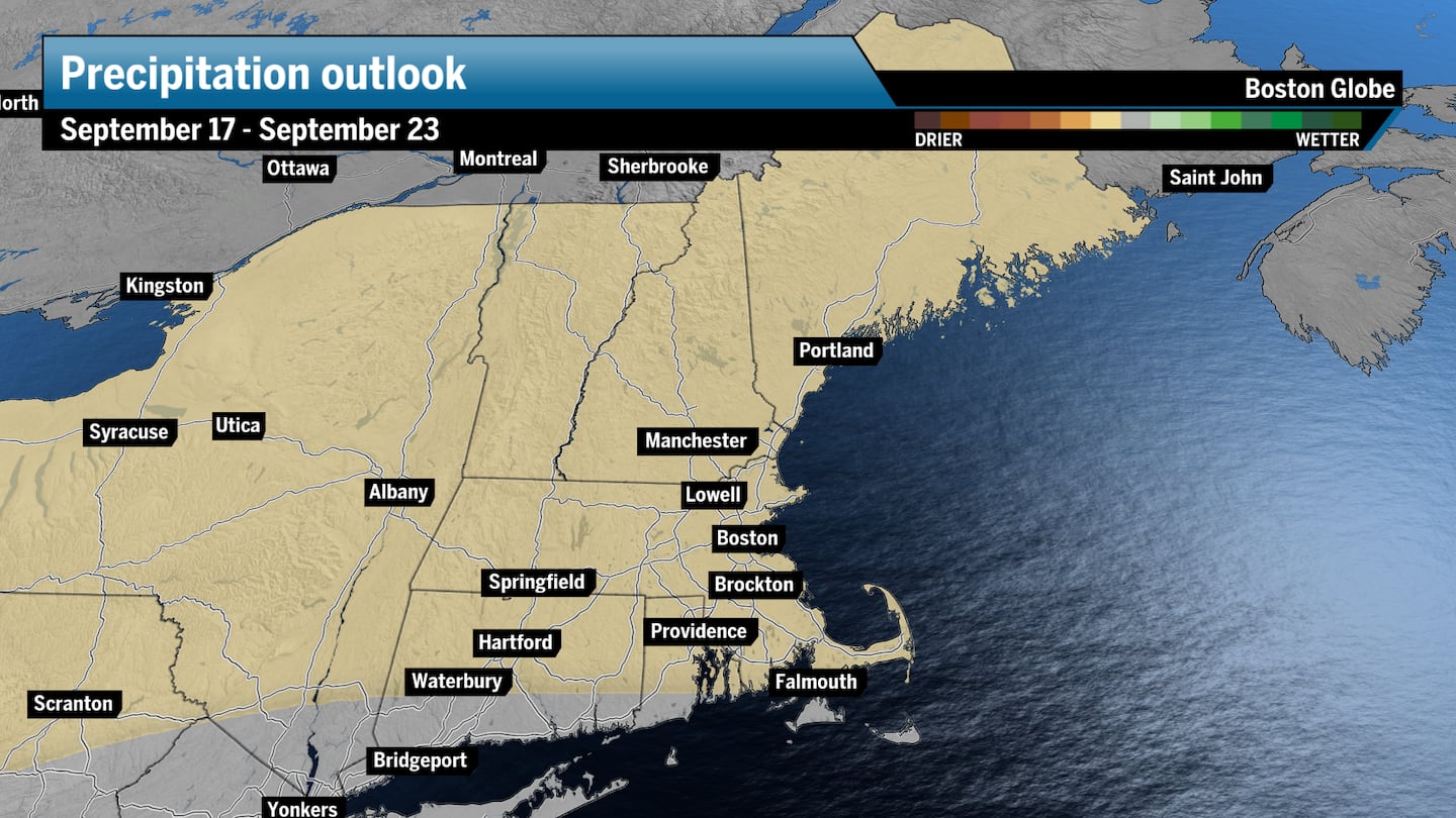 New England can expect rainfall to be less than average later this month.