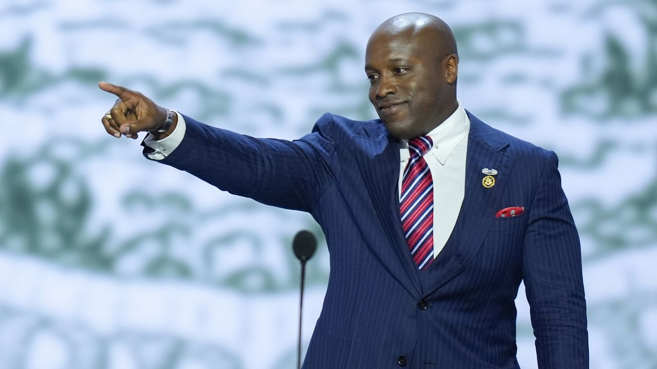 Rep. Wesley Hunt, R-Texas, gestures as he walks to the podium to speak on the first day of the Republican National Convention, Monday, July 15, 2024, in Milwaukee. (AP Photo/J. Scott Applewhite)