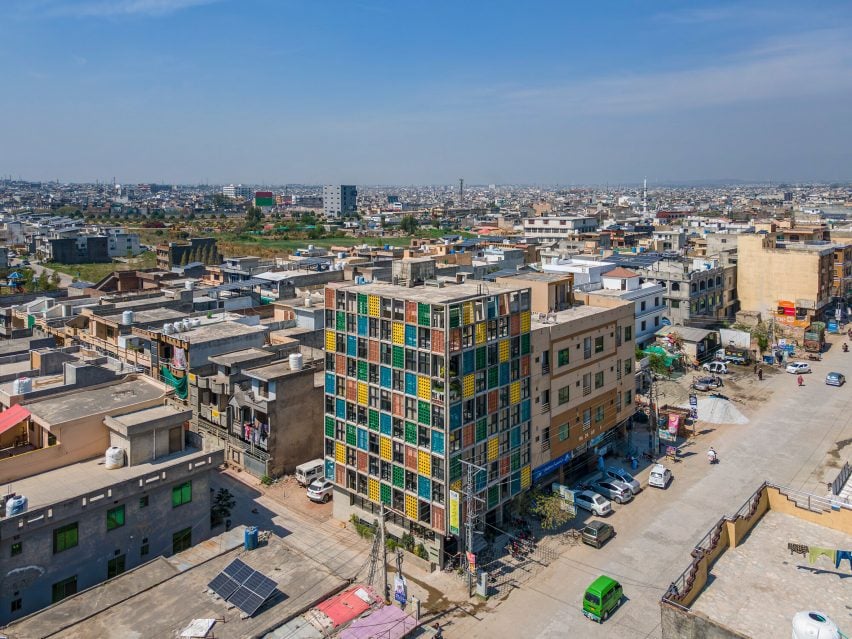 Vision Pakistan building with colourful facade