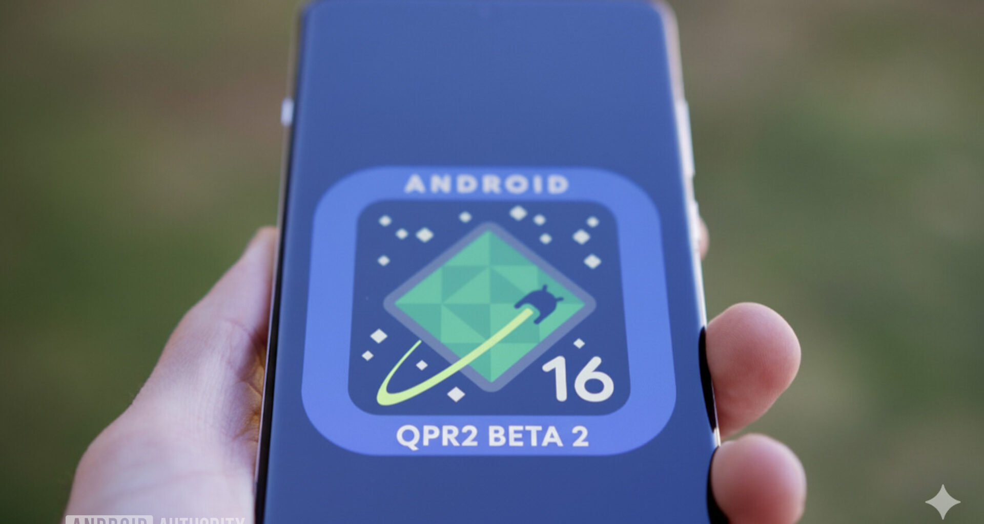 Another photo of Android 16 QPR2 Beta 2 logo on a Pixel phone