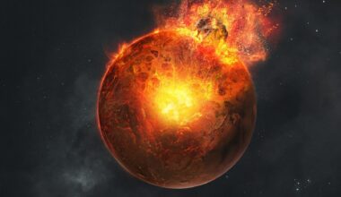 Artist’s Illustration of Mars Struck by a Large Impactor