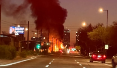 Light rail, tractor erupt in flames after crash in downtown Phoenix