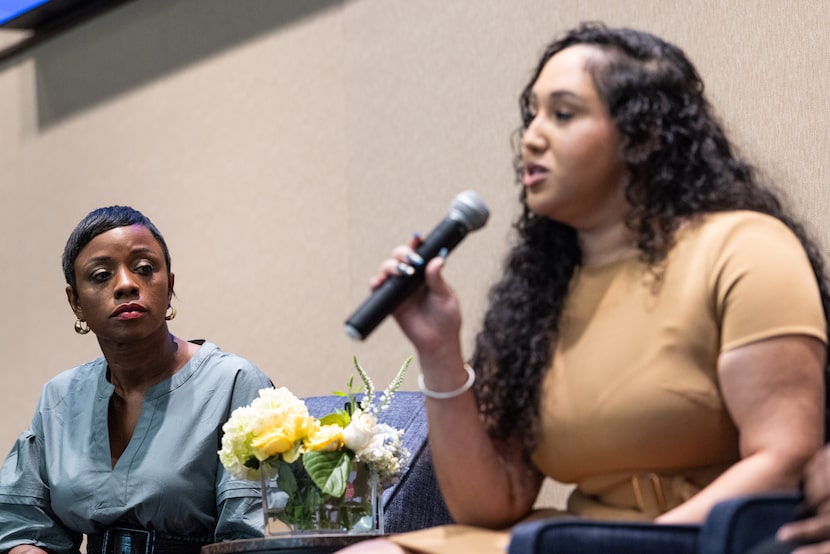 Sabrina Hodge (left), executive director of student leadership and success at the University...