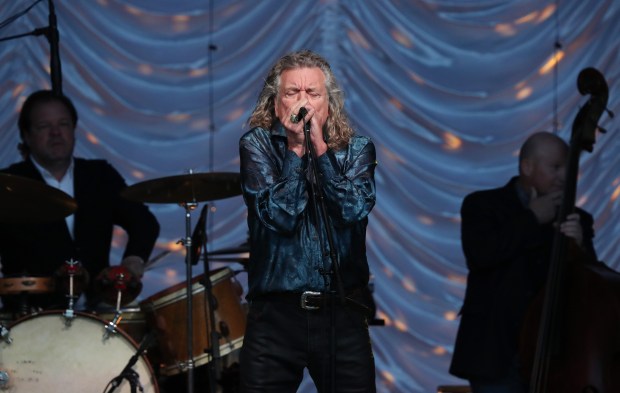 Robert Plant performs at Jay Pritzker Pavilion in Millennium Park on June 7, 2022, in Chicago. (John J. Kim/Chicago Tribune)