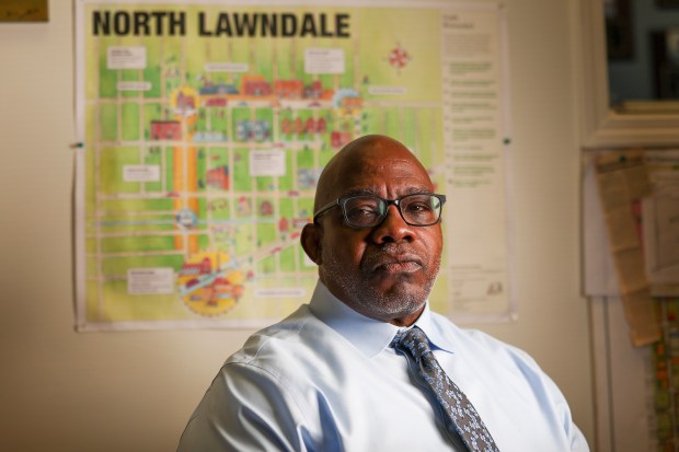 Richard Townsell, executive director of the Lawndale Christian Development Corp., on Sept. 18, 2025. Townsell said he worries about the influence of speculative investors snatching up properties on the West Side. (Eileen T. Meslar/Chicago Tribune)