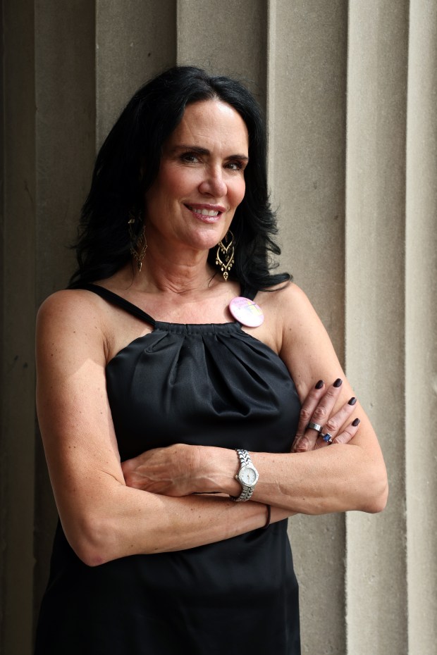 Jennifer Armetta, executive director of the Chicago Architecture Biennial, outside the Chicago Cultural Center, the site of the exhibit "SHIFT: Architecture in Times of Radical Change," Sept. 16, 2025. (Terrence Antonio James/Chicago Tribune)