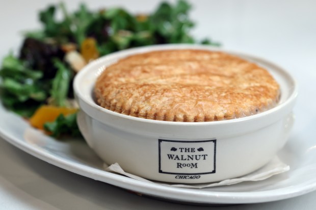 The famous chicken pot pie at The Walnut Room at Macy's in Chicago, Sept. 9, 2025. (Terrence Antonio James/Chicago Tribune)