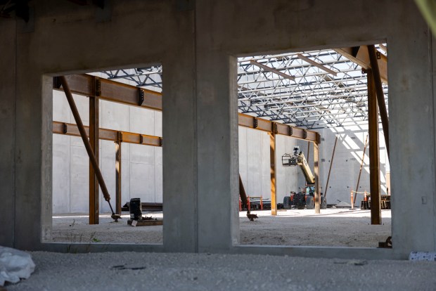 Construction continues on a new practice facility for the Chicago Sky on Wednesday, Sept. 17, 2025, at the Wintrust Sports Complex in Bedford Park. (Brian Cassella/Chicago Tribune)