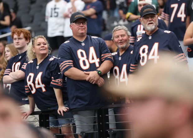 Fans of Chicago Bears tight end Colston Loveland take in...
